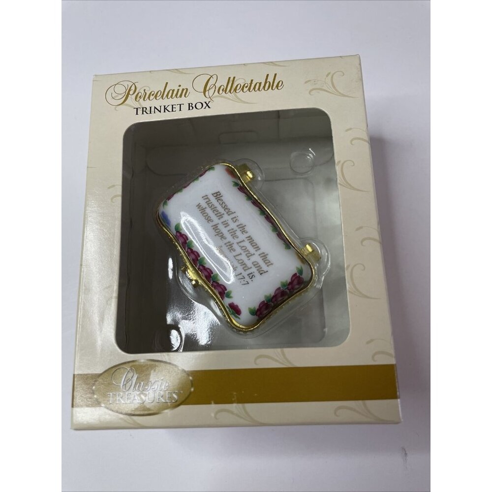 NIB Classic Treasures Porcelain Collectible Trinket‎ Box Jeremiah 17:7 Religious